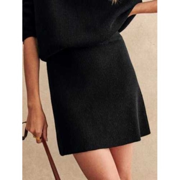 Sezane Dresses & Skirts - Sézane Naella Ribbed Merino Wool Blend Knit Mini Skirt Black Size Small